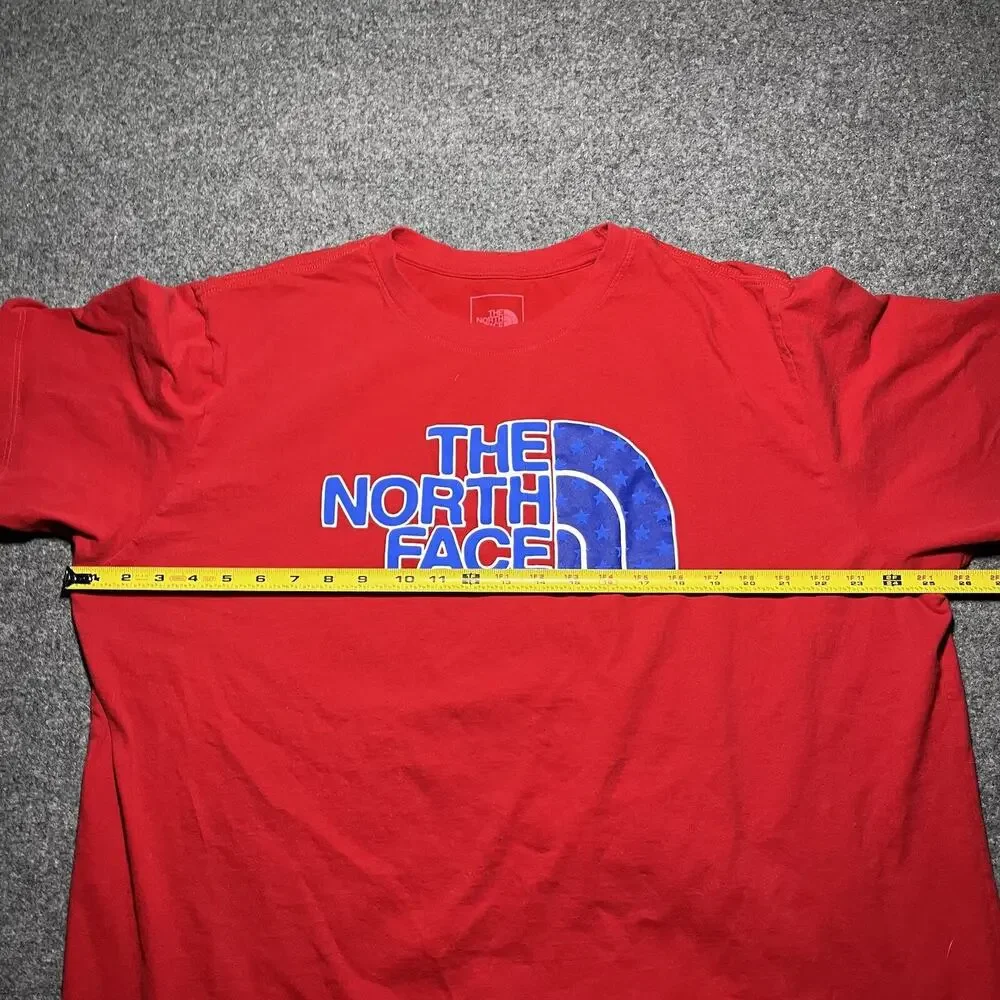 North Face T Shirt Mens XXL Red Logo USA Climbing Hiking Short Sleeve Cotton